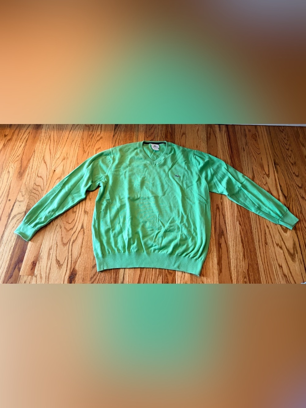 Lacoste Men's V-Neck Sweater in Bright Green - All Cotton